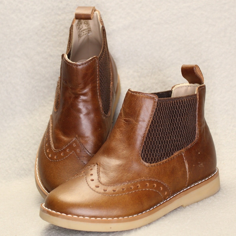 Elephantito Chelsea Boots Unisex 9 Brown Leather Wingtip Brogue Ankle Preppy